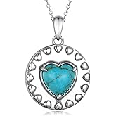 Biduanro Genuine Turquoise Necklace for Women 925 Sterling Silver Western Necklaces Vintage Boho Heart Gemstone Necklace Real Turquoise Jewelry for Women
