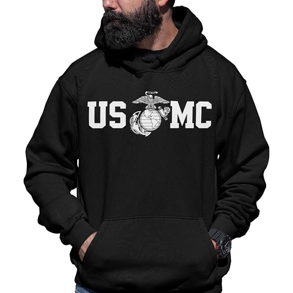 Zerogravitee Marines Emblem Left Chest Full-Zip Hoodie - Gray Athletic Hooded Sweatshirt