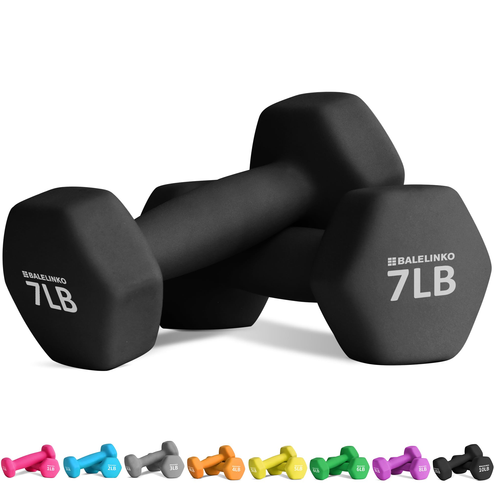 Balelinko Home Gym Equipment Workouts Strength Training Weight Loss Pilates Weights Yoga Sets Weights for Women, Men, Seniors and Youth, 7LB Black, Pair Image