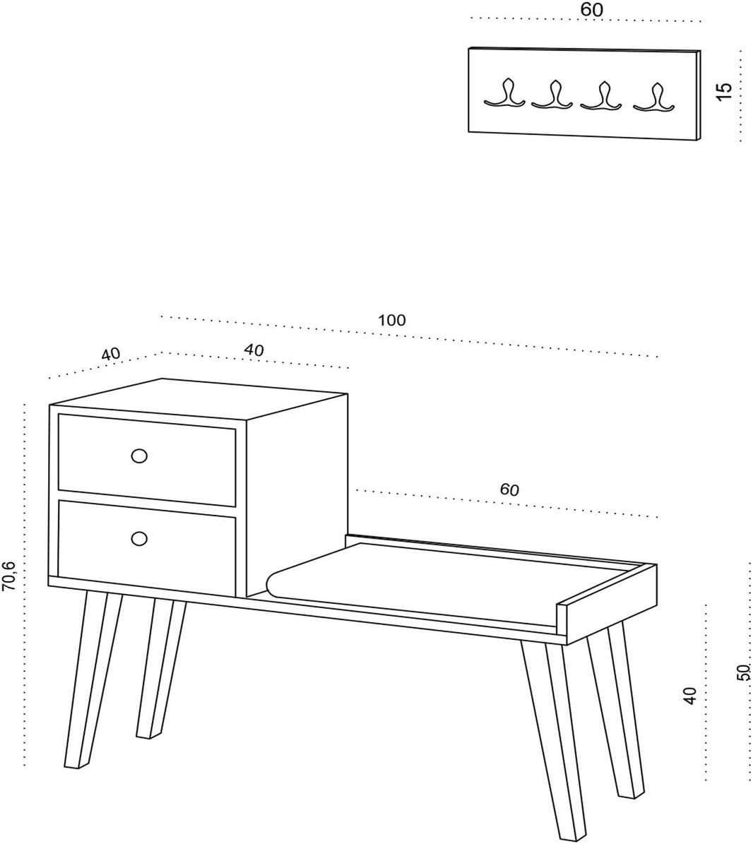 Home Mania Mueble De Entrada De Diseno Elsie L 100 X Alt 70 6