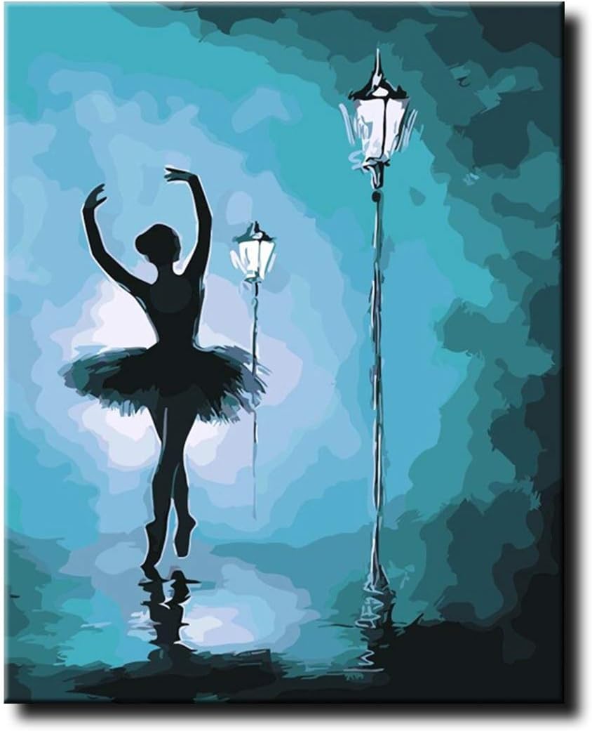 Shukqueen Paint by Number, DIY Oil Painting for Adults Beginner's, 16X20 Inch, Frameless, White, Frameless-16"x20"(40x50cm)