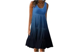 yardsong Sundresses for Women 2024 Plus Size Summer Sleeveless Pleated Tiered Dresses Casual Flowy Vacation Beach Dress