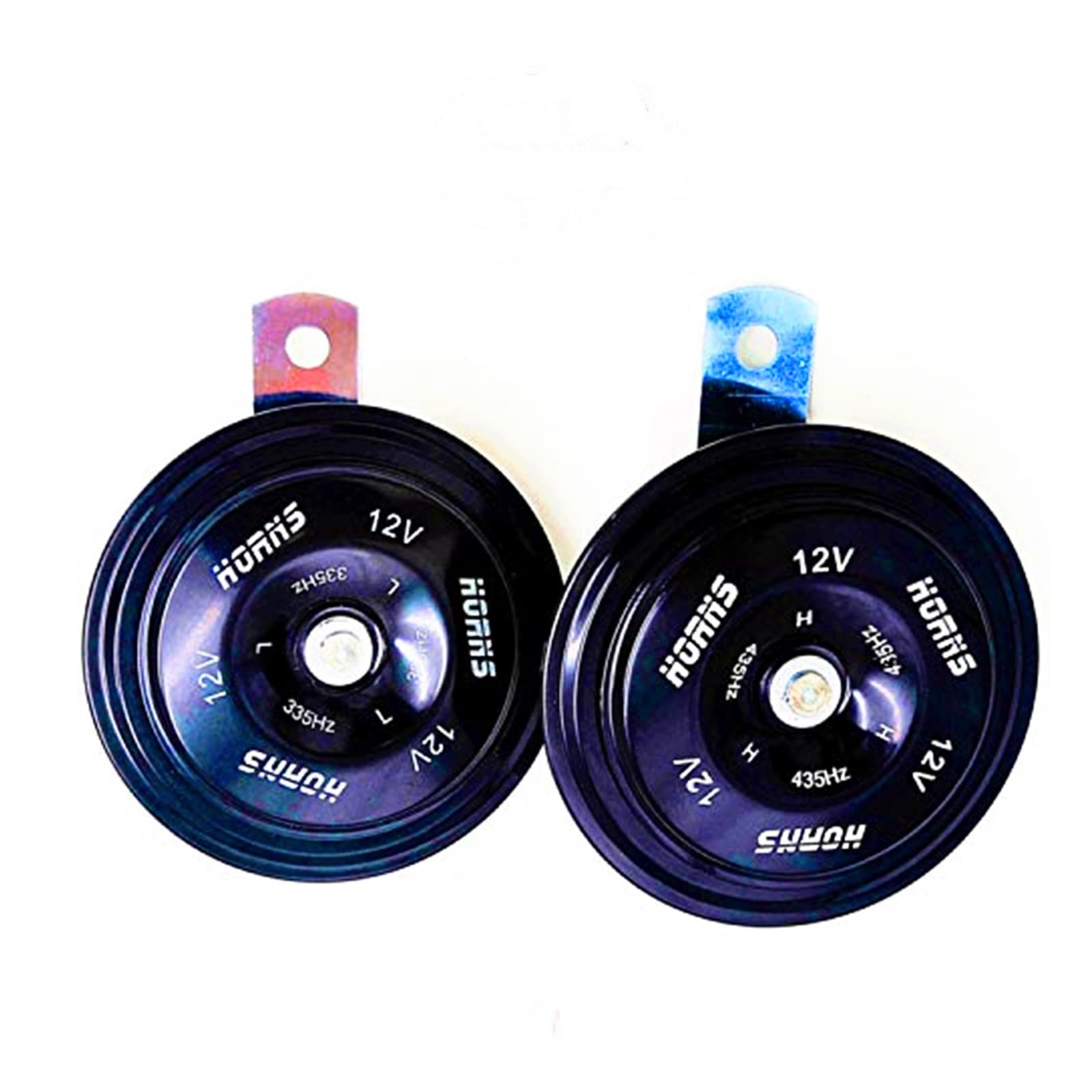 YIYDA Car Horn Motorcycle Horn Super Loud High Tone and Low Tone Metal Car Electric Horn Black Twin Horn Kit with Bracket loudspeaker Waterproof Electric Universal Horn for Any 12V Moto Truck car ect