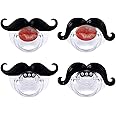 YAPROMO Funny Baby Pacifiers, Mustache Pacifier for Babies 0-36 Months, 4Pcs Mustache Binkies for Boys and Girls BPA Free