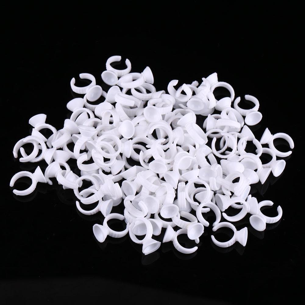 Tattoo Ink Cups 100pcs Disposable Makeup Rings Eyebrow Lip Tattoo Pigments Holder Container Makeup Tool(Small Without Divider)