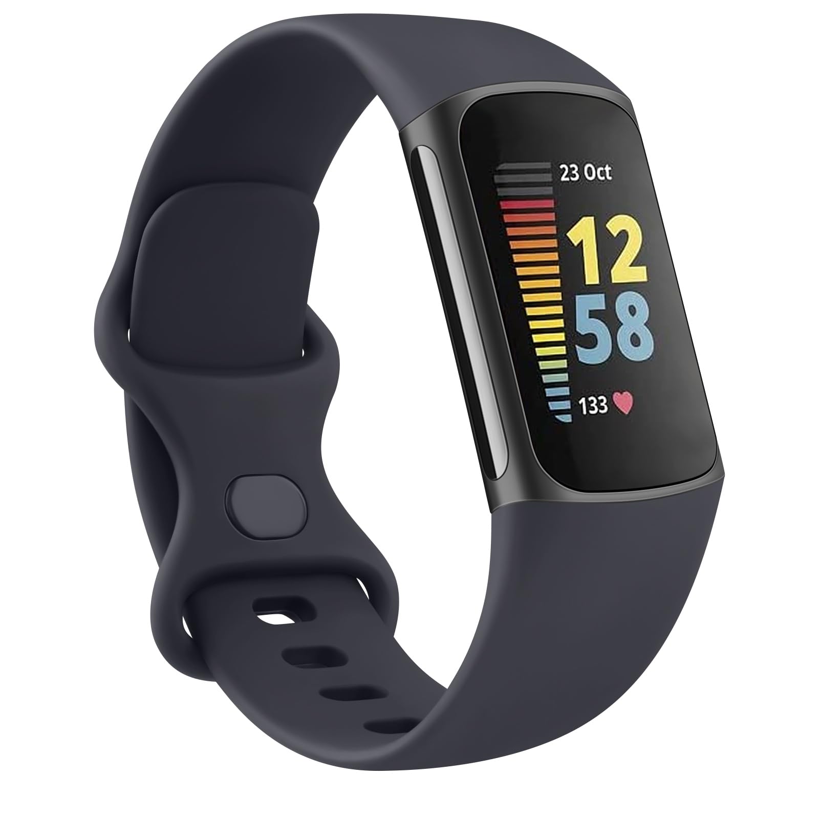 AK Straps Compatible with Fitbit Charge 5 Strap for Women and Men, Soft TPU Silicone Replacement, Sport Breathable Waterproof Adjustable Wristband for Fitbit Charge 5(Midnight Blue,Large)