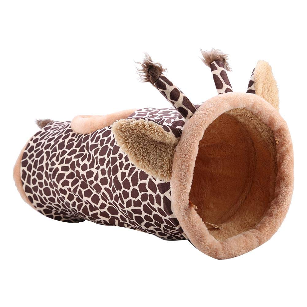 Collapsible Cat Play Tunnel - Fabric Pet Toy Tube with Cute Giraffe Design for Training, Exercise and Fun Playing with Cats, Kittens, Dogs & Rabbits