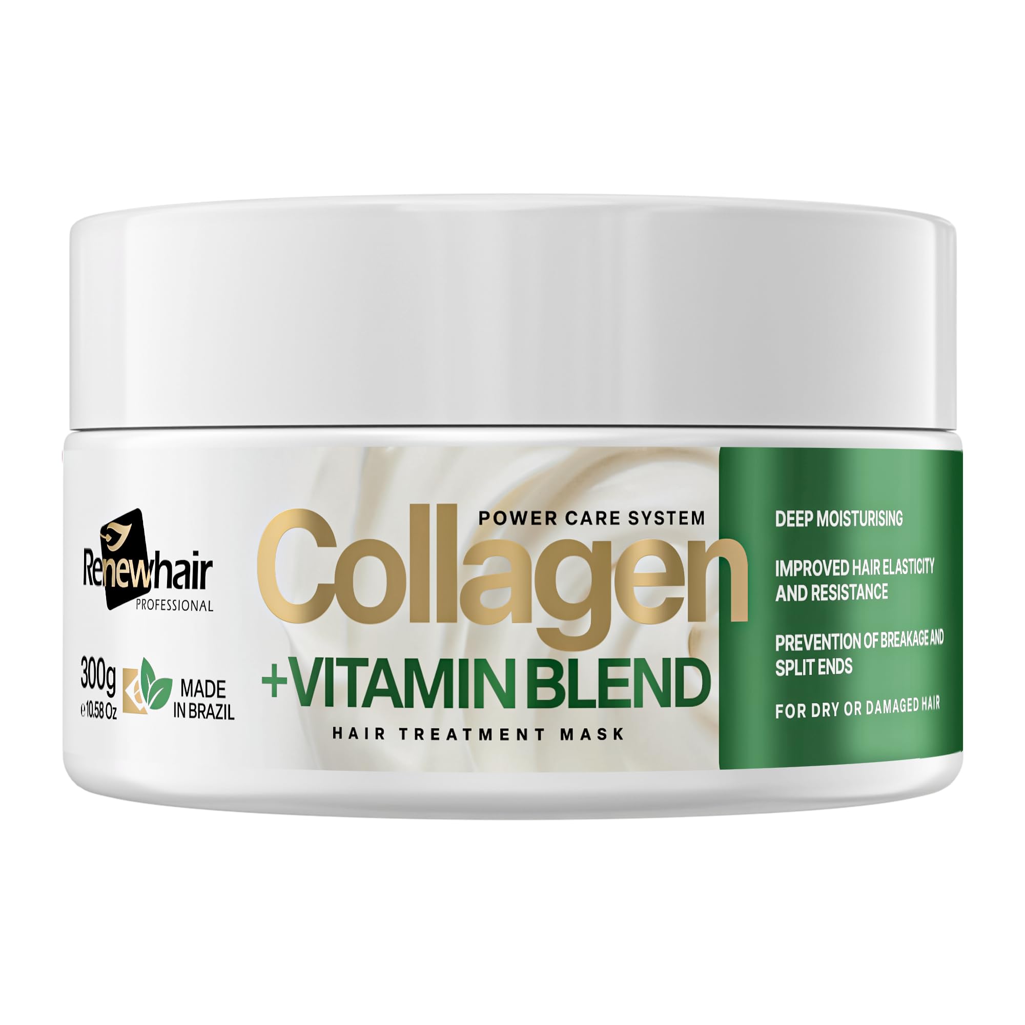 Renew Hair Treatment Mask Collagen Plus Vitamin Blend for Deep Moisturisation Enhanced Elasticity Split End Prevention for Dry Damaged Hair Vegan 300g