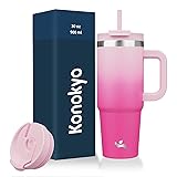Konokyo 30 oz Tumbler with Handle and 2 Straws,2 in