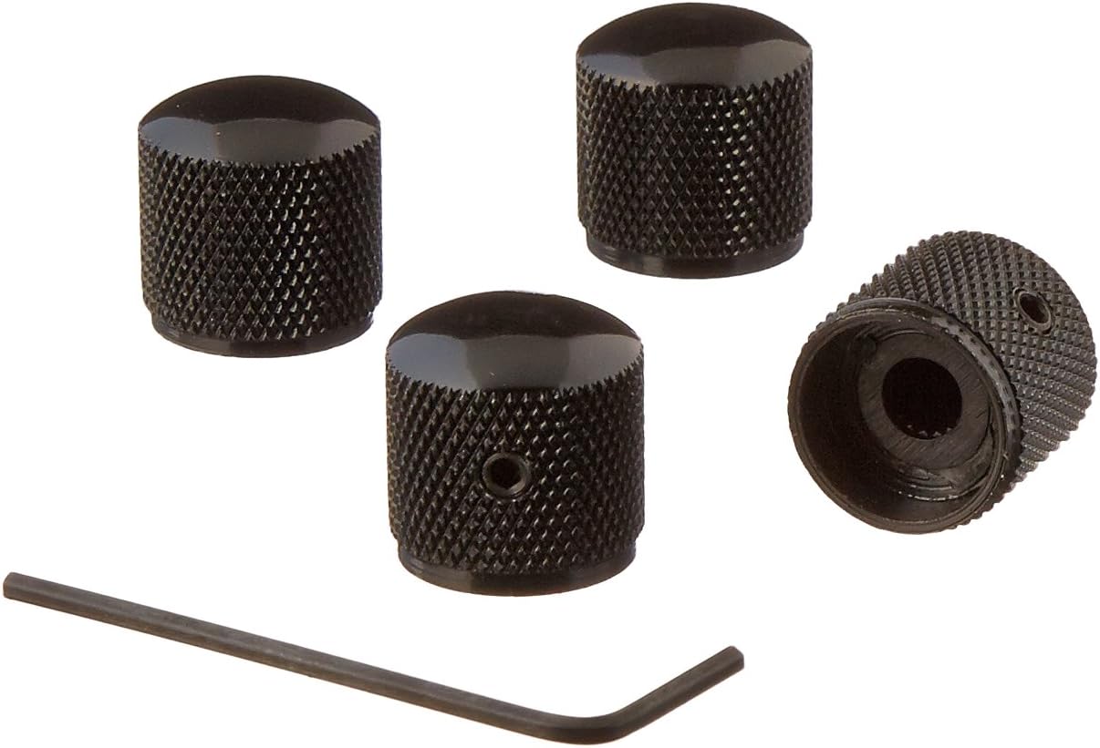 IKN 4pcs Black Dome Guitar Knob Screw Style With Spanner Tone Volume