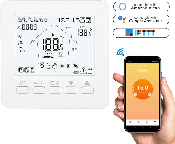 ONEVER Thermostat Wi Fi Smart Temperaturregler Elektrisch Wasser Gas Boiler Fubodenheizung TUYA Smart Life APP Voice