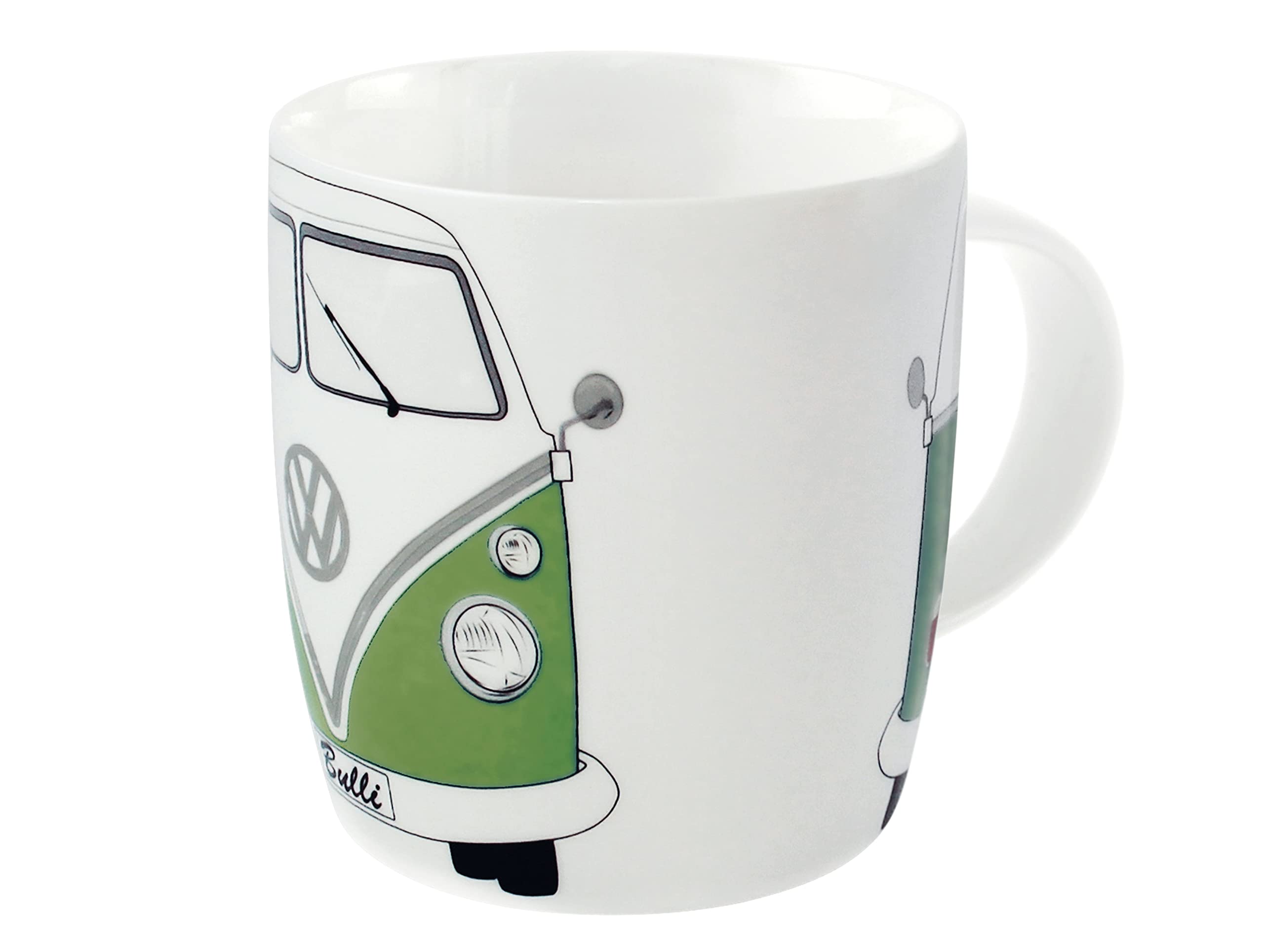 BRISA VW Collection - Volkswagen Large Ceramic Coffee-Tea-Cappuccino Mug Cup in T1 Bus Design (370 ml/12.5 fl oz/Bus Front/Green)