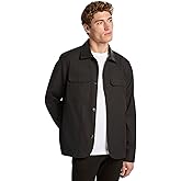 Michael Kors mens Leather Collar Twill Shirt Jacket