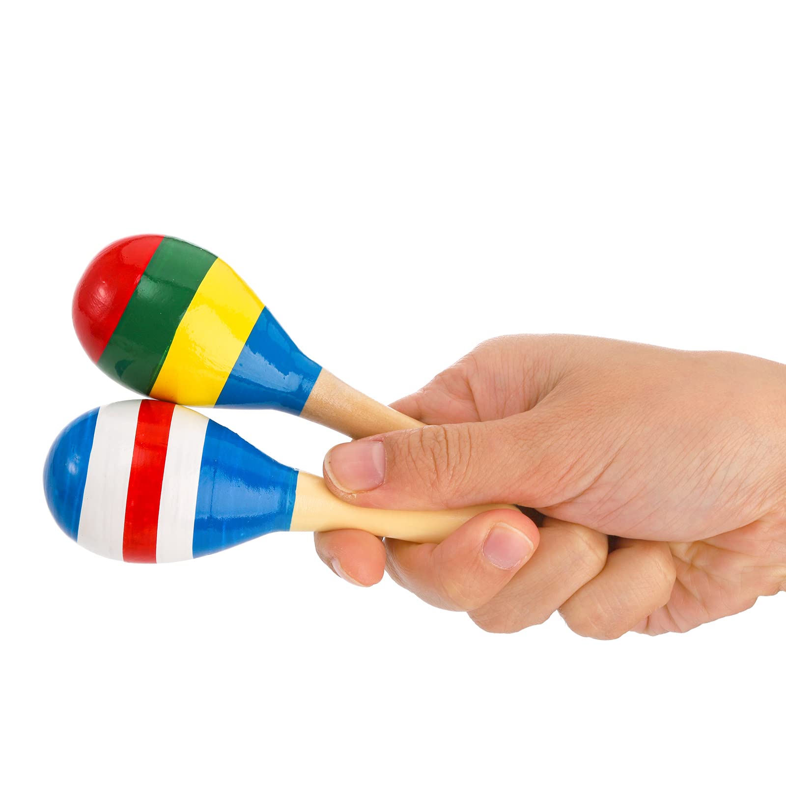 Hedume 20 Pack Mini Wooden Festival Maracas, Kids Baby Rattles Egg Shaker, Shaker Sand Hammer Toy Noisemaker for Party Favors, Musical Fun, Birthday Parties, Carnivals