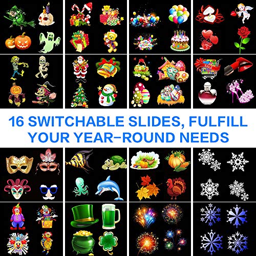 Water Wave Christmas Projector, LED Light Projector with 16 Slides and 10 Different Remote Control Color Ocean Waves Ripple Effects for Christmas Parties Bedroom Lawn Patio Yard