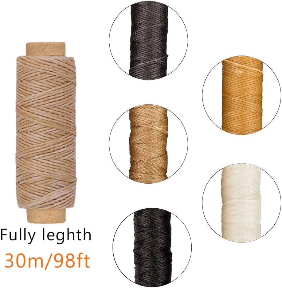 Set of 20 Bookbinding Tools, DaKuan Bone Folder Creaser Waxed Linen Thread Wood Handle Awl Large-Eye Needles Binder Clips for Handmade DIY Bookbinding Crafts and Sewing Supplies