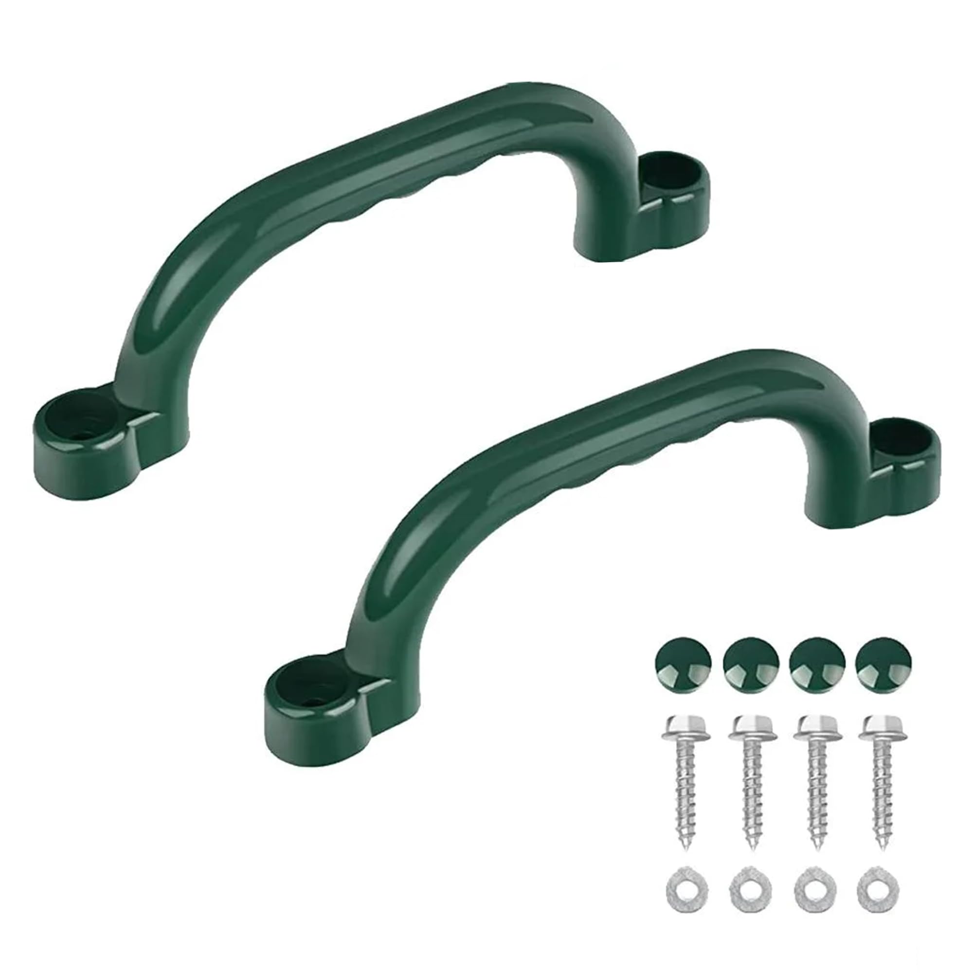 Techson 2 Pack Climbing Grab Handles with Finger Grips – Heavy-Duty Plastic Safety Hand Grips for Treehouses, Playhouses, Climbing Frames & Outdoor Playground Equipment – Green