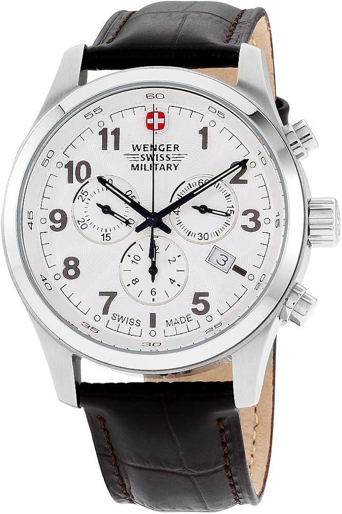 Wenger Swiss Military Field Reloj cronógrafo de cuero