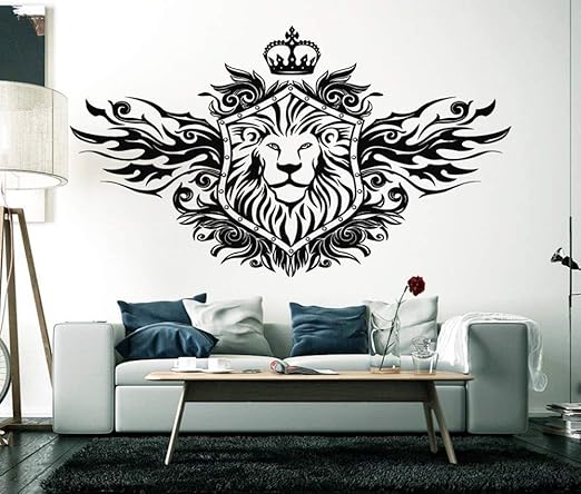 Guijiumai Rey Leon Corona Tatuajes De Pared Sala De Estar