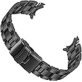 Juntan Stainless Steel Curved Solid End Tapered Watch Band, 18mm 20mm 21mm 22mm Watch Bands Metal Watch Strap Bracelet Deployment Double FlipLock Buckle Silver Black Silver Gold