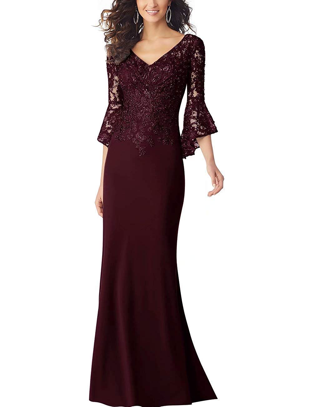 PearlBridal Women's Bodycon Mermaid Mother of The Bride Dresses Lace