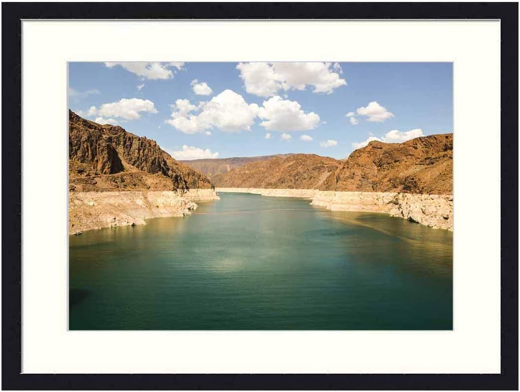 OiArt Wall Art Print Wood Framed Home Decor Picture Artwork(24x16 inch) - Dam Hoover Dam Reservoir USA America Nevada Lake