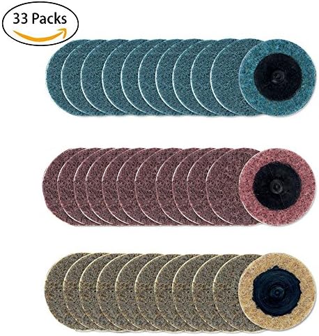 Quick Change Discs 33 PCS Mixed Surface Conditioning Discs,(Fine Medium Coarse Grit),Roll Lock Conditioning Sanding Discs for Die Grinder Surface Prep Strip Grind Polish Finish Burr Rust Paint Removal