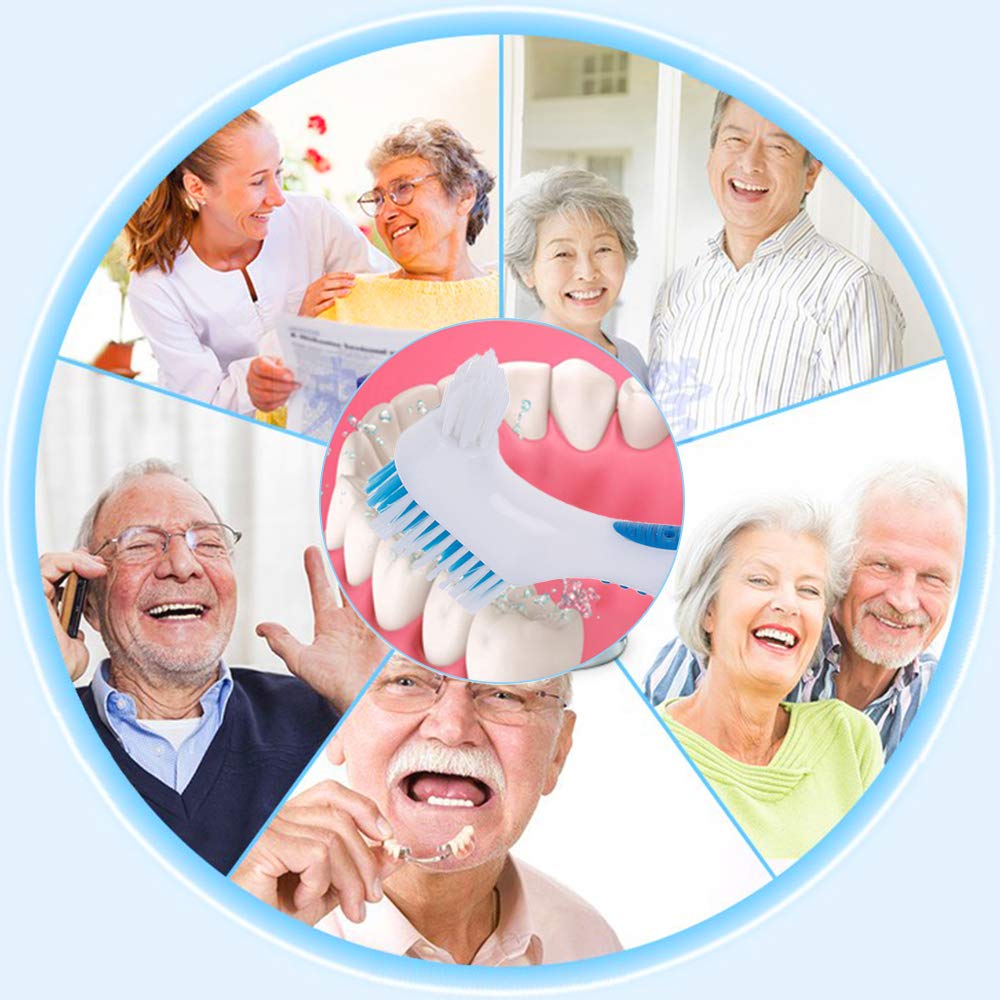 3Pcs Denture Cleaning Brush, AUHOKY Premium Hygiene Denture Cleaner Toothbrush, False Teeth Brushes for Denture Care - Multi-Layered Bristles &Ergonomic Handle (3Colors): Health & Personal Care