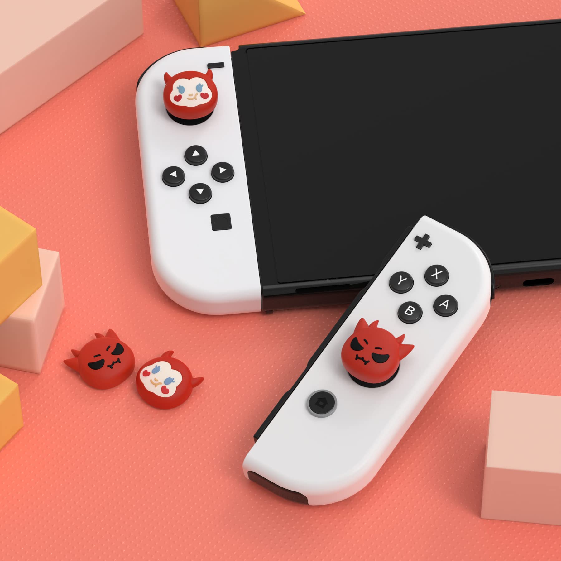 PlayVital Halloween Joystick Caps for Nintendo Switch, Thumbstick Grips for Switch Lite, Analog Cover for OLED Joycon Thumb Grip Caps - Little Devils