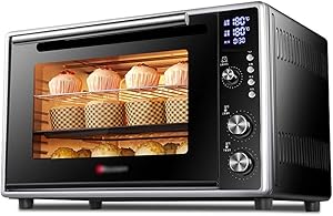 LQRYJDZ Oven, Electric Mini Oven - Black 50L Large Capacity Consumer and Commercial Multi-Function Automatic Electric Oven, 56.5x39x35.9cm Toaster Oven (Color : Black),Colour:Black (Color : Black)
