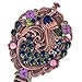 MOIOM Vintage Vanity Mirror Style Foldable Oval Peacock Pattern Makeup Hand/Table Mirror (Copper Red)