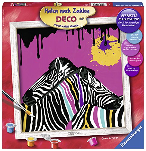 Ravensburger Malen nach Zahlen 29018 - Zebras, 30 x 30 cm – Bild 4