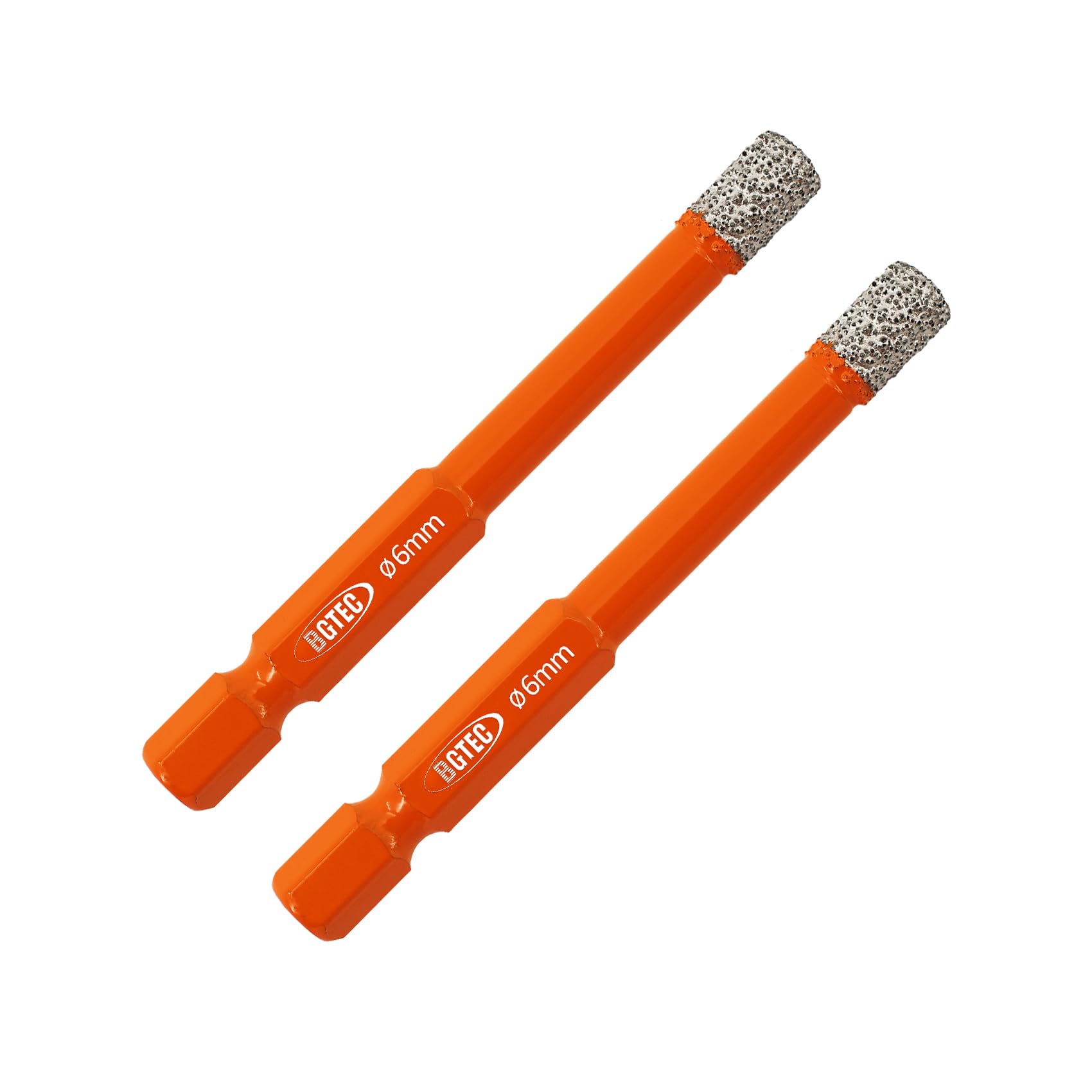 BGTEC Dry Diamond Drill Bits 2pcs 6mm with Quick Change Hex Shank for Granite Marble Porcelain Tile Ceramic
