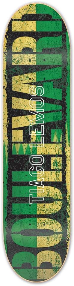 Blvd Skateboards Tiago Lemos Split Skateboard Deck, Green/Yellow/Black