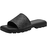 COACH womens Florence Sandal in Signature Coated Canvas
