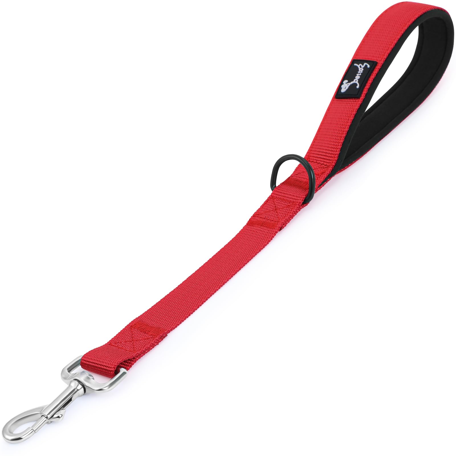 PETTOM Short Dog Lead Easy Control Strong Short Leads for Dogs with Padded Handle(Red, L)