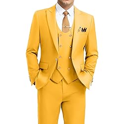 Aowdoy Men's Suits 3 Piece Slim Fit Tuxedo Suit One