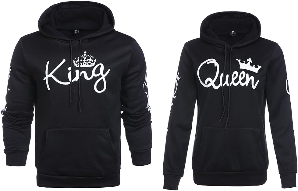Grapes Garden Matching Couple Hoodies King Queen Long Sleeve Crown Printed Pullover Hooded Sweatshirts