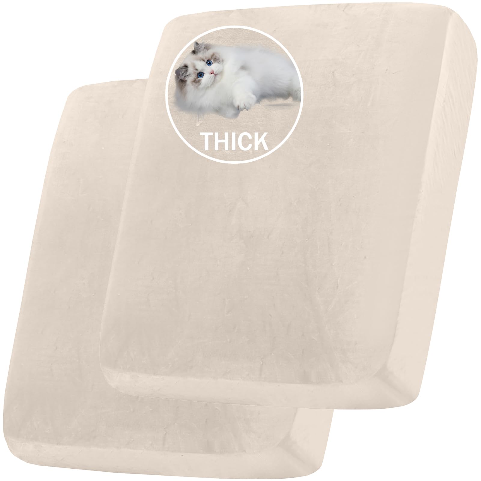 BXFUL Stretch Velvet Sofa Seat Cushion Cover, Removable Sofa Couch Covers with Elastic Bottom, Washable Furniture Slipcovers Protector for Kids and Pets (2PC Large 1-Seater,White Teeth)