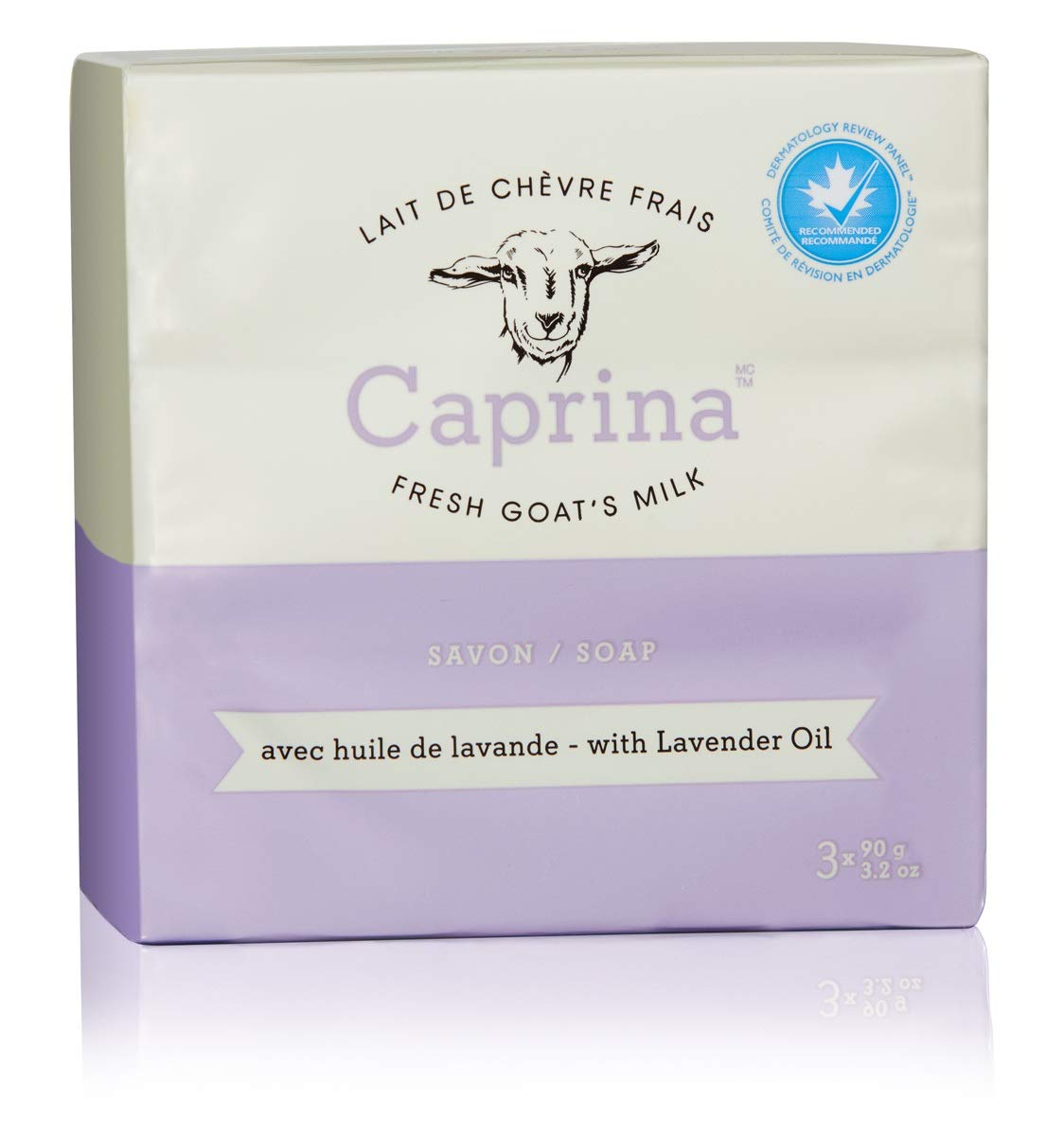 Caprina Fresh Goat’s Milk Soap Bar, Lavender Oil, 3.2 oz (3 Pack), Cleanses Without Drying, Biodegradable Soap, Moisturizing, Vitamin A, B2, B3, and More