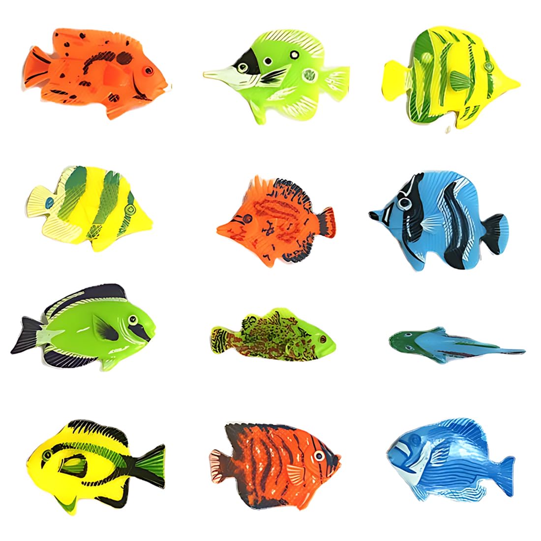 MenYiYDS 12 PCS AQUARIUM PLASTIC FISH, ARTIFICIAL FLOATING FISH STATUE, REALISTIC MOVING FISH DECORATION, TROPICAL FISH DECORATION, AQUARIUM BATH ORNAMENTS (RANDOM STYLE)