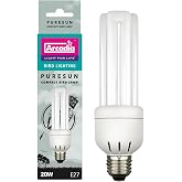 Arcadia Puresun Compact Bird Lamp 20 Watts 2.4% UVB &ndash; Full Spectrum UV Light Bulbs for Bird Light Lamp Use in Indoor Habitats and Aviaries, Long Lasting High CRI Easy to Use Avian Illumination