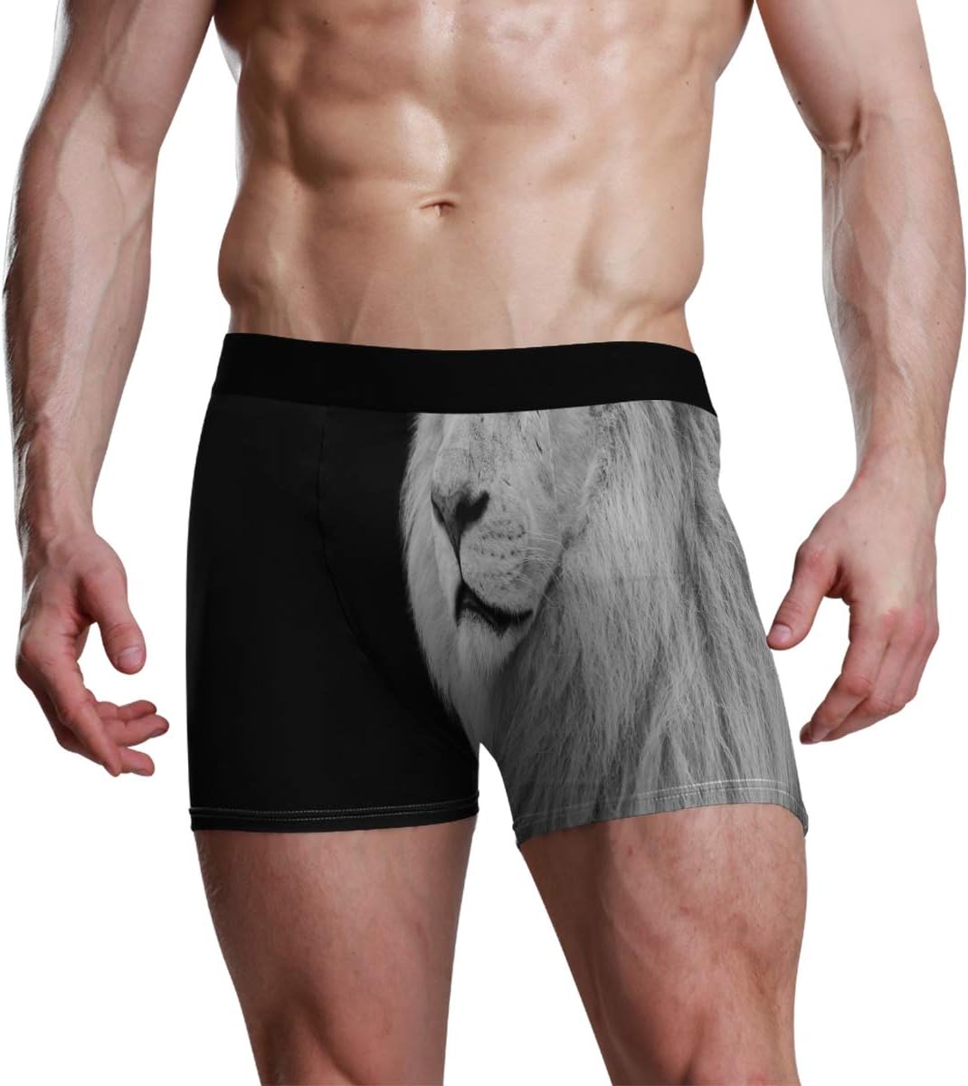 Men Boxer Briefs Polyester Underwear Men 1 Pack Boxer Briefs with Lion King Pattern S