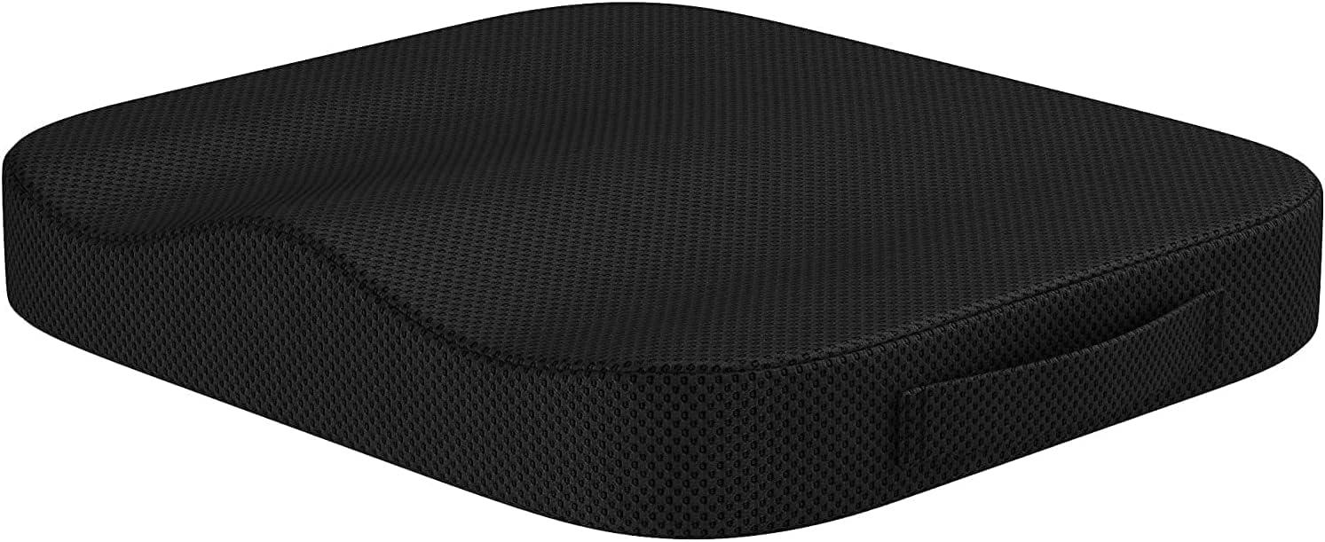 Cozy BoSpin Portable Seat Cushion for Office Soft Memory Foam Seat Cushion Non Slip Bottom with Carry Handle,Washable Cover，Comfortable Coccyx Cushion for Home Office Chair Pad，Car Seat (Black)