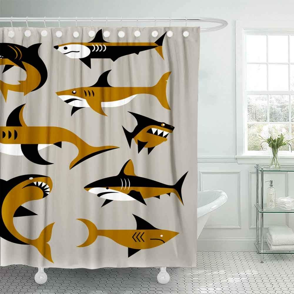 Dethel Farmhouse Shower Curtain, 66X72 Baby Shower Curtain Bath Shower Curtain Sharks Camping Shower Curtain Cute Shower Curtain