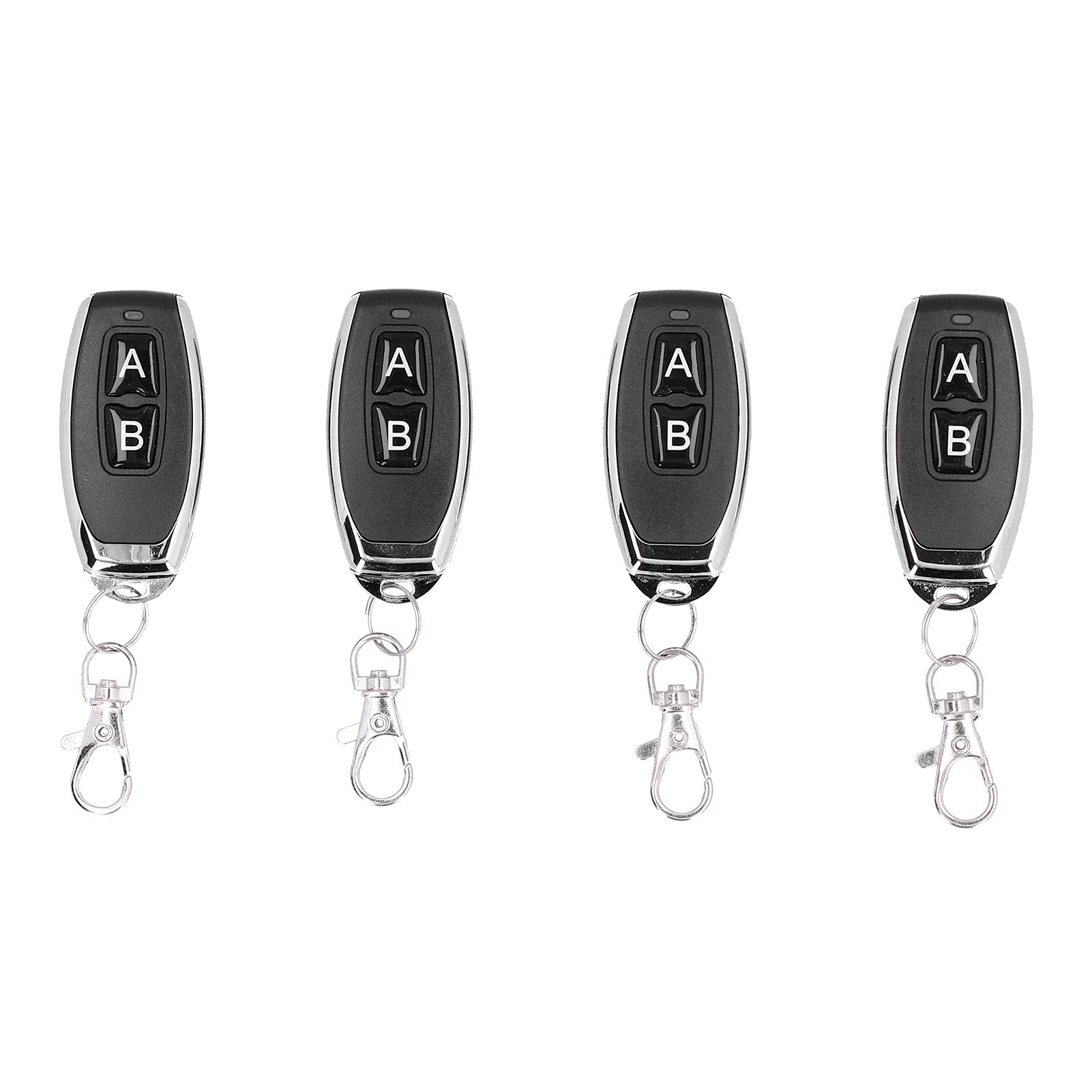 KIMISS Keyless Entry Remote Control Key Fob, Antitheft Keyless Entry Systems, 4PCS Wireless Remote Control Switch Metal Keychain Black for Garage Door 12V 433MHz