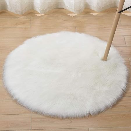 HEBE Faux Fur Rug White Round Area Rugs 