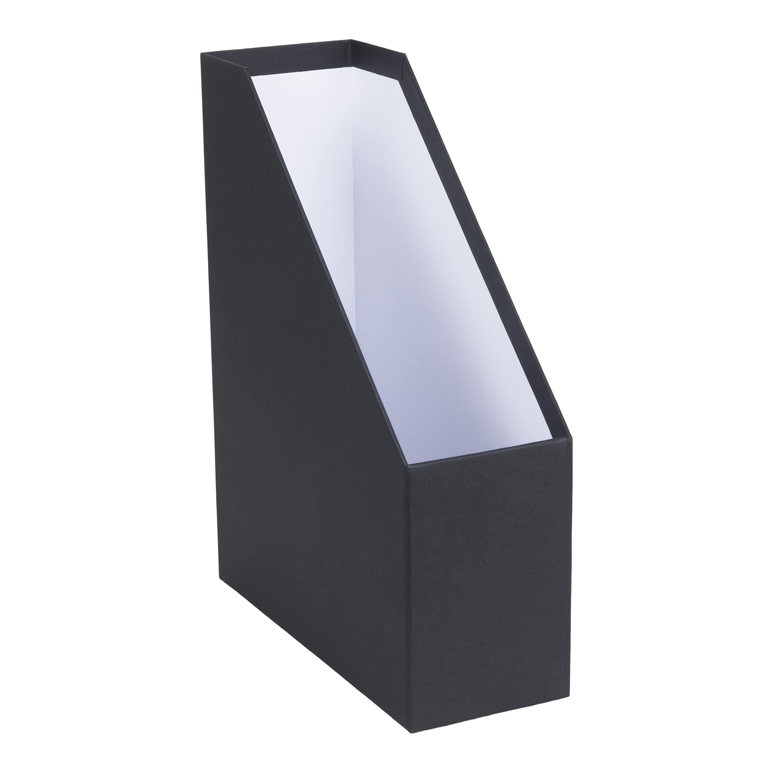 Bigso Box of Sweden Standing Magazine Storage Box with Label - Document Holder Made of Fibreboard and Paper - Desk Organiser for Files, Documents or Magazines - Dark Grey