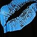 Smile Fish Women Casual Oversized Sexy Lips Print Off Shoulder T-Shirt (S, Blue)