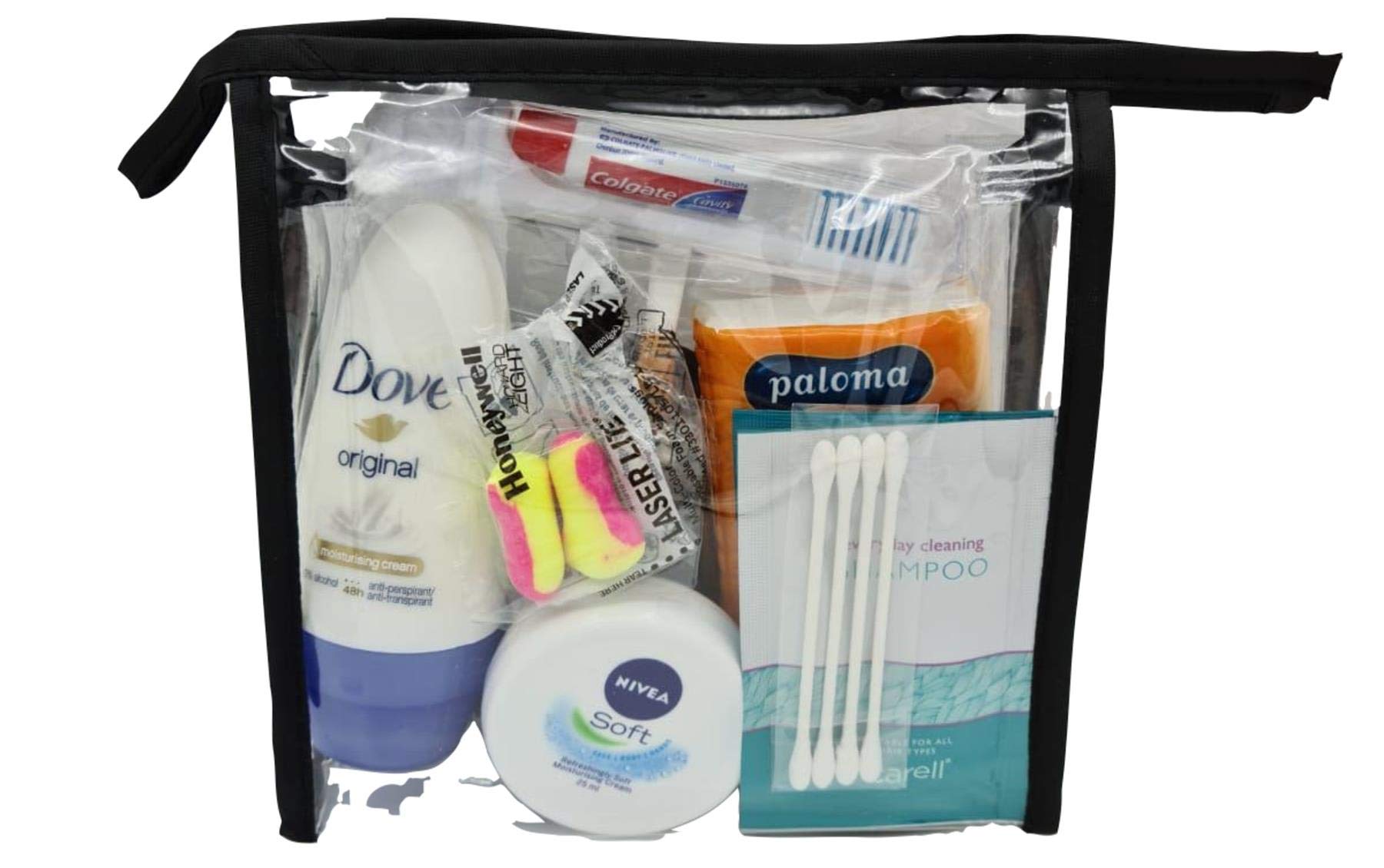 Onlineforu Pre-Filled Travel Toiletry Kit – Complete Plane Travel Essentials Bundle for a Comfortable Flight – Compact Toiletries Set with Overnight Stay Items – Ready-to-Go Gift for Travel